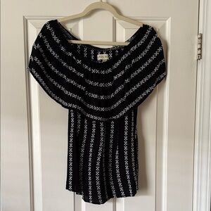 Black and White Off-Shoulder Blouse